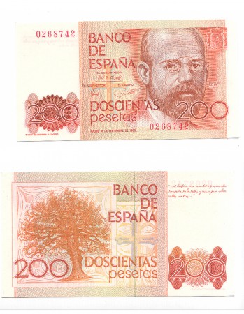 10 eur  200 pesetas 1980  plancha sin serie